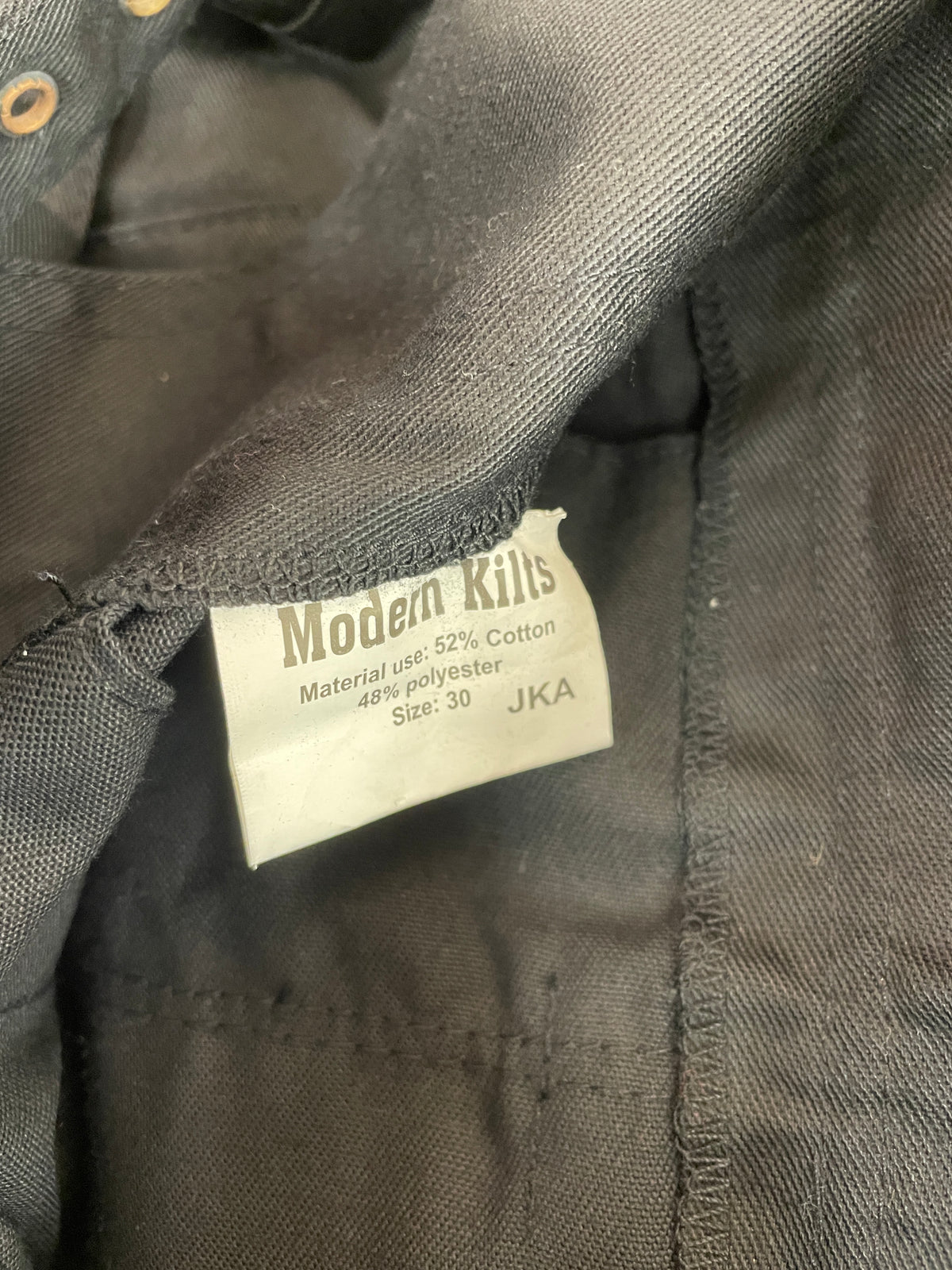 Black Plain Cotton Mix Modern Kilt Waist 30