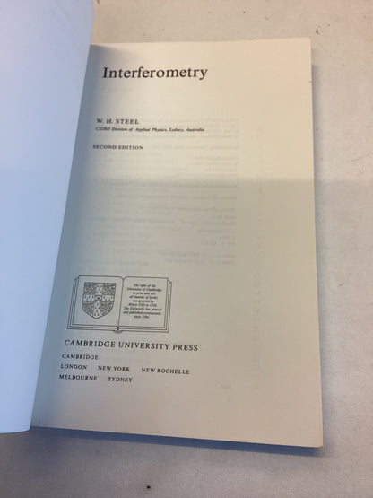 Interferometry 1 Second Edition Cambridge Studies in Modern Optics W H Steel