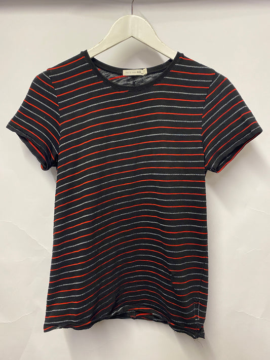 Rag & Bone Black and Red Stripe Cotton T-shirt Medium