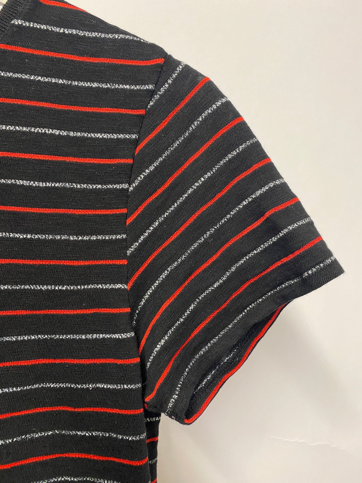 Rag & Bone Black and Red Stripe Cotton T-shirt Medium
