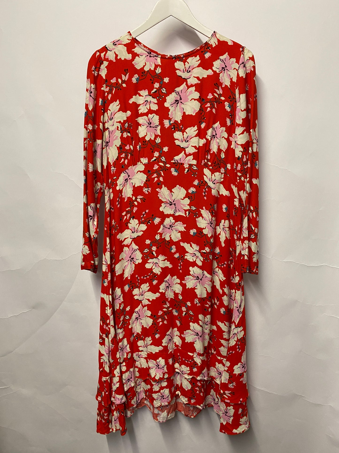 Oliver Bonas Red Floral Midi Dress 14