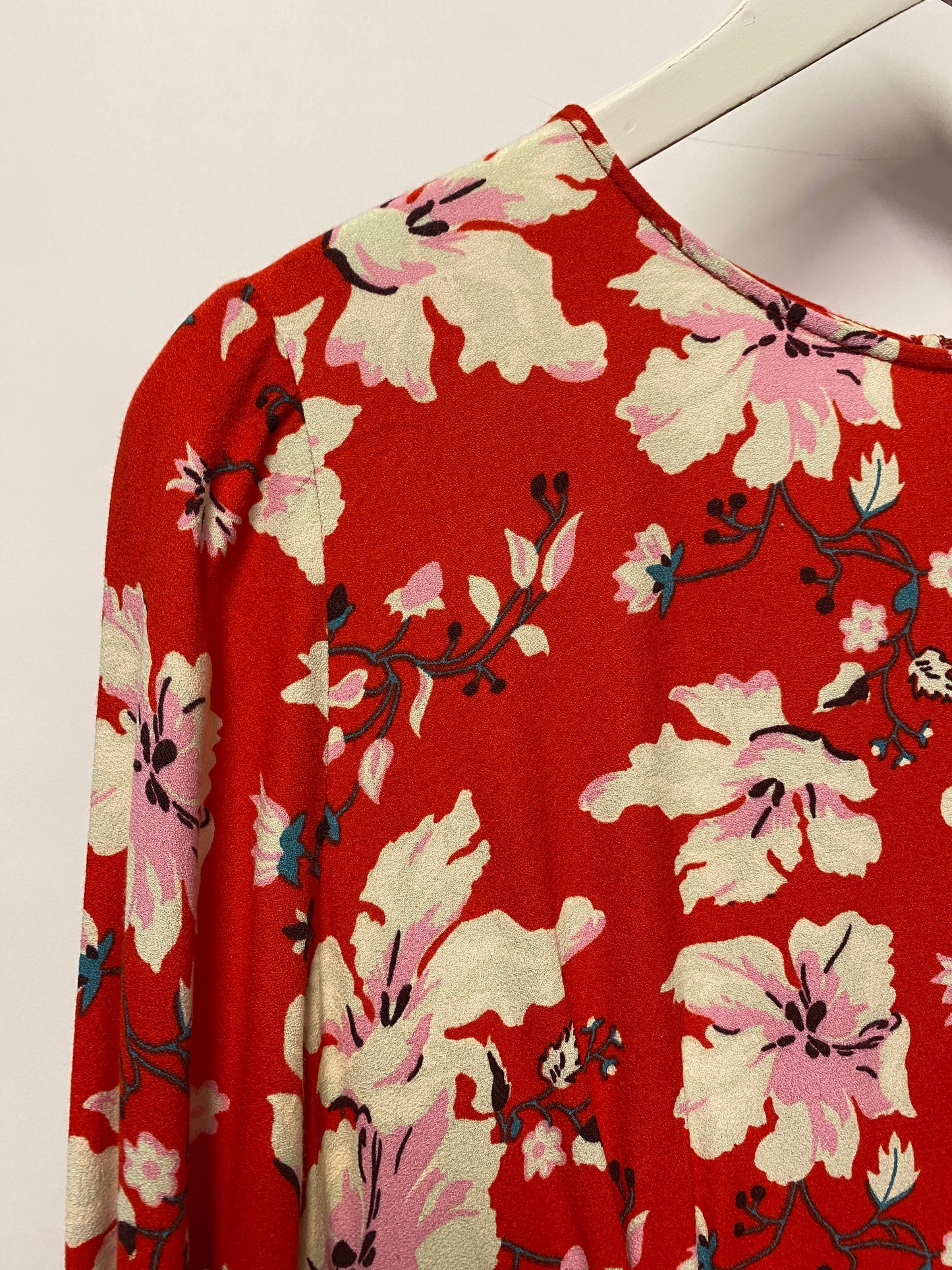 Oliver Bonas Red Floral Midi Dress 14