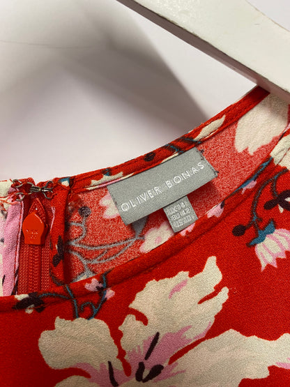 Oliver Bonas Red Floral Midi Dress 14