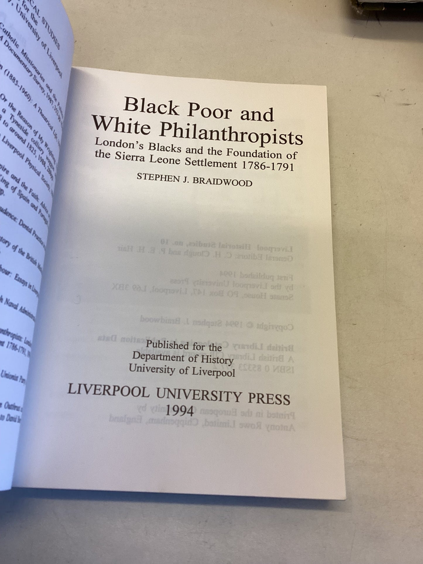 Black Poor and White Philanthropists Stephen J Braidwood