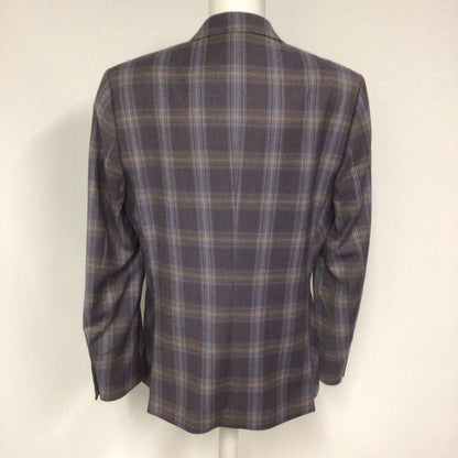 Ted Baker Tight Lines Purple & Grey 100% Wool Checked Blazer w/Pin Size 40R