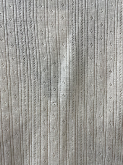 Sezane Cream Off White Short Sleeve V Neck Pointelle Top Small