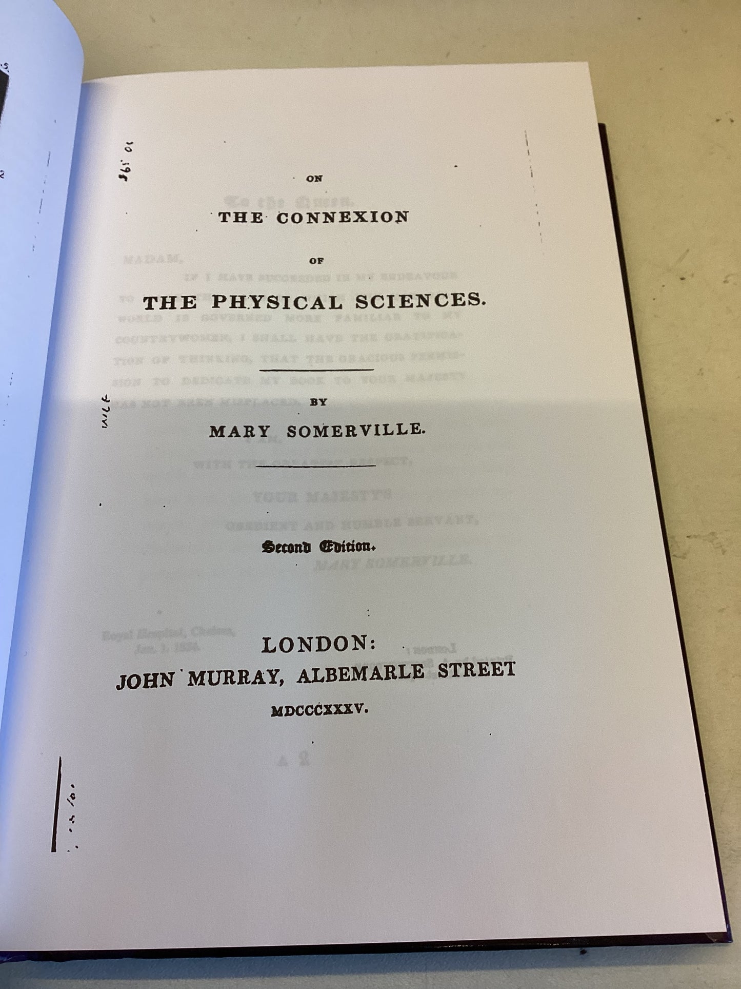 On The Connexion of The Physical Sciences Second Edition Mary Sommerville