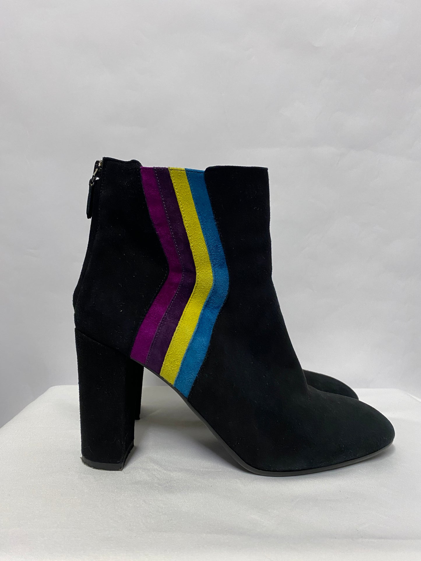 LK Bennett Black and Multicoloured Striped Ankle Boot Heels 7