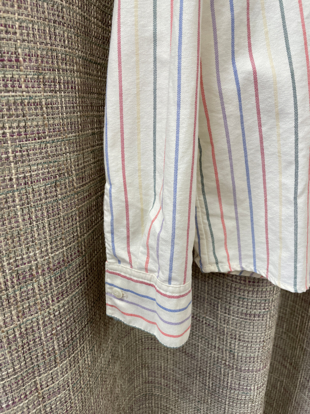 Sezane Cream Multi Stipe Long Sleeve Cotton Shirt Size 42 Medium