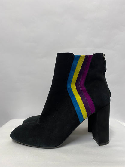 LK Bennett Black and Multicoloured Striped Ankle Boot Heels 7