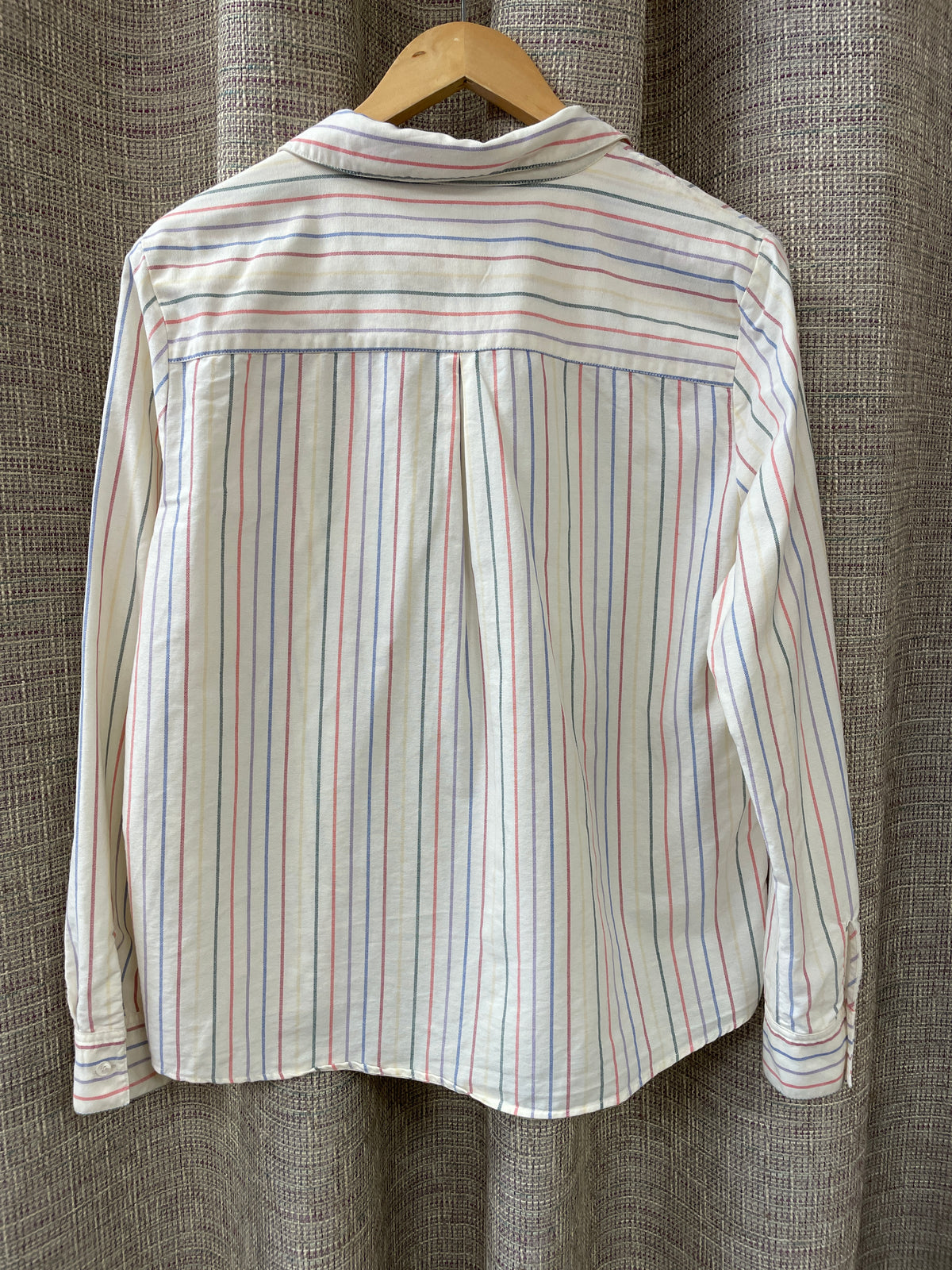 Sezane Cream Multi Stipe Long Sleeve Cotton Shirt Size 42 Medium