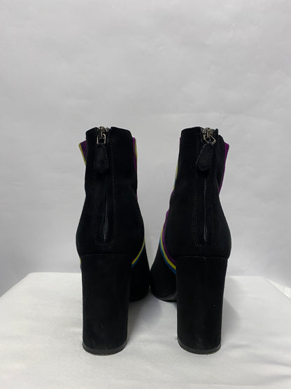 LK Bennett Black and Multicoloured Striped Ankle Boot Heels 7