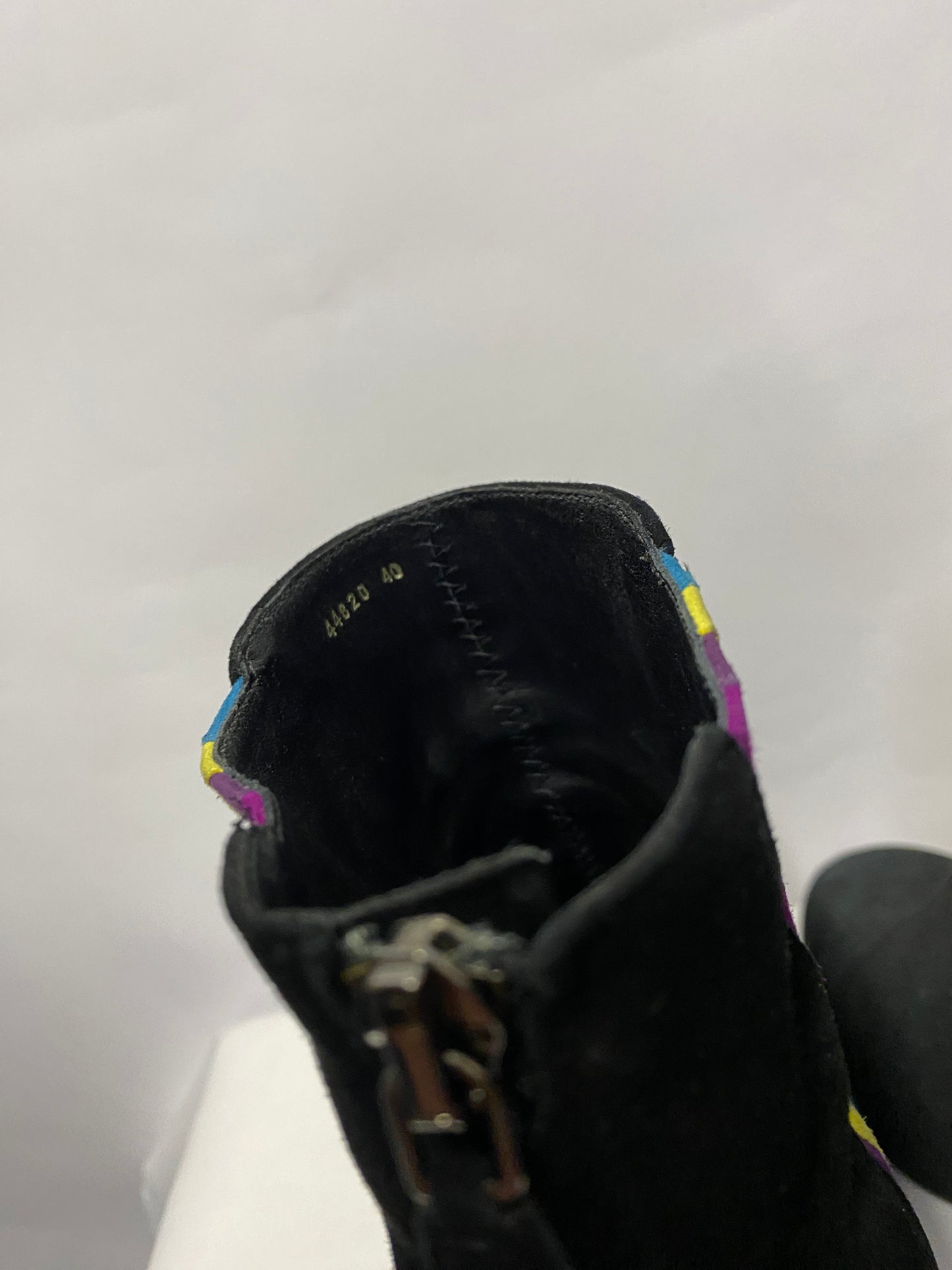 LK Bennett Black and Multicoloured Striped Ankle Boot Heels 7