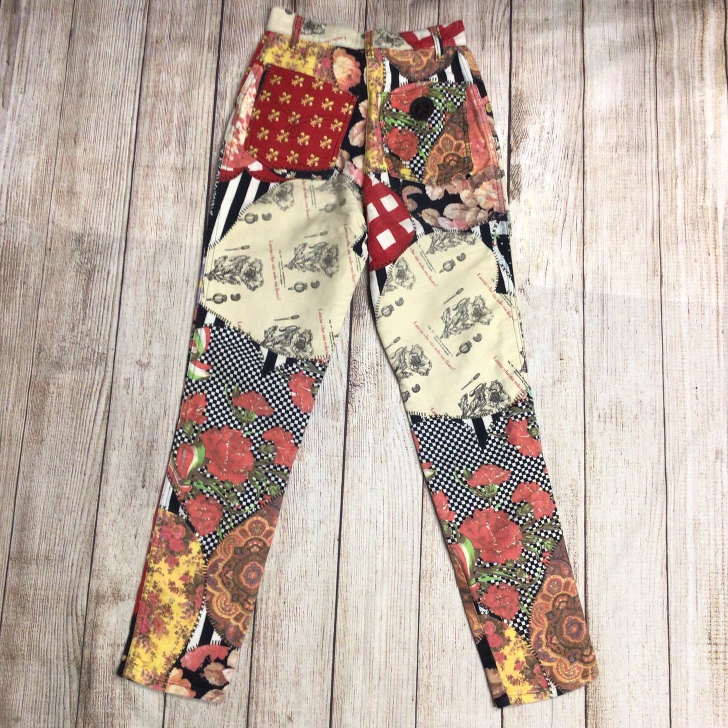 Moschino Made in Italy Multi Collage Print 100% Cotton Jeans Size 10 UK