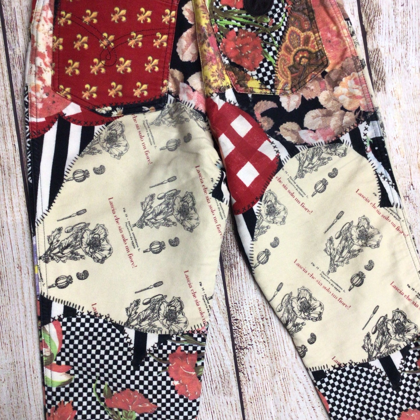 Moschino Made in Italy Multi Collage Print 100% Cotton Jeans Size 10 UK