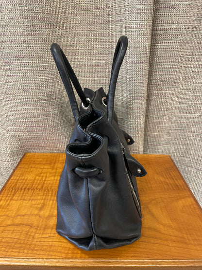 Furla Black Leather Day Grab Double Handle Handbag Bag