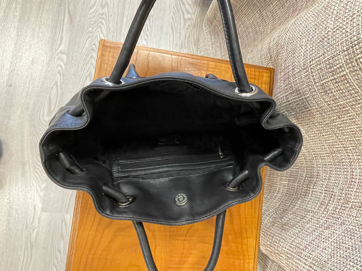 Furla Black Leather Day Grab Double Handle Handbag Bag