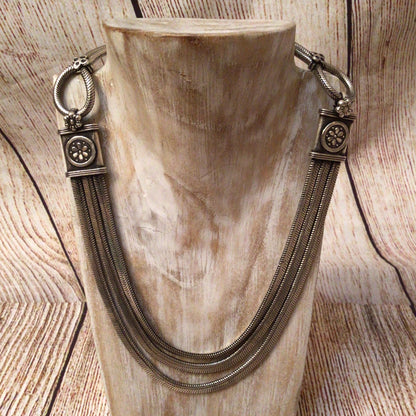 Tribal Silver 3 String Necklace