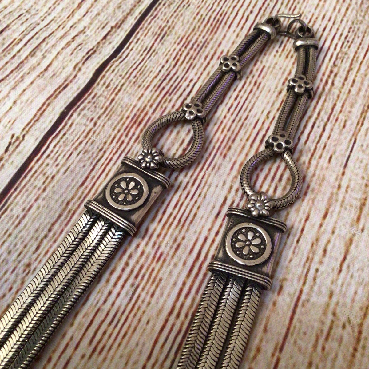 Tribal Silver 3 String Necklace