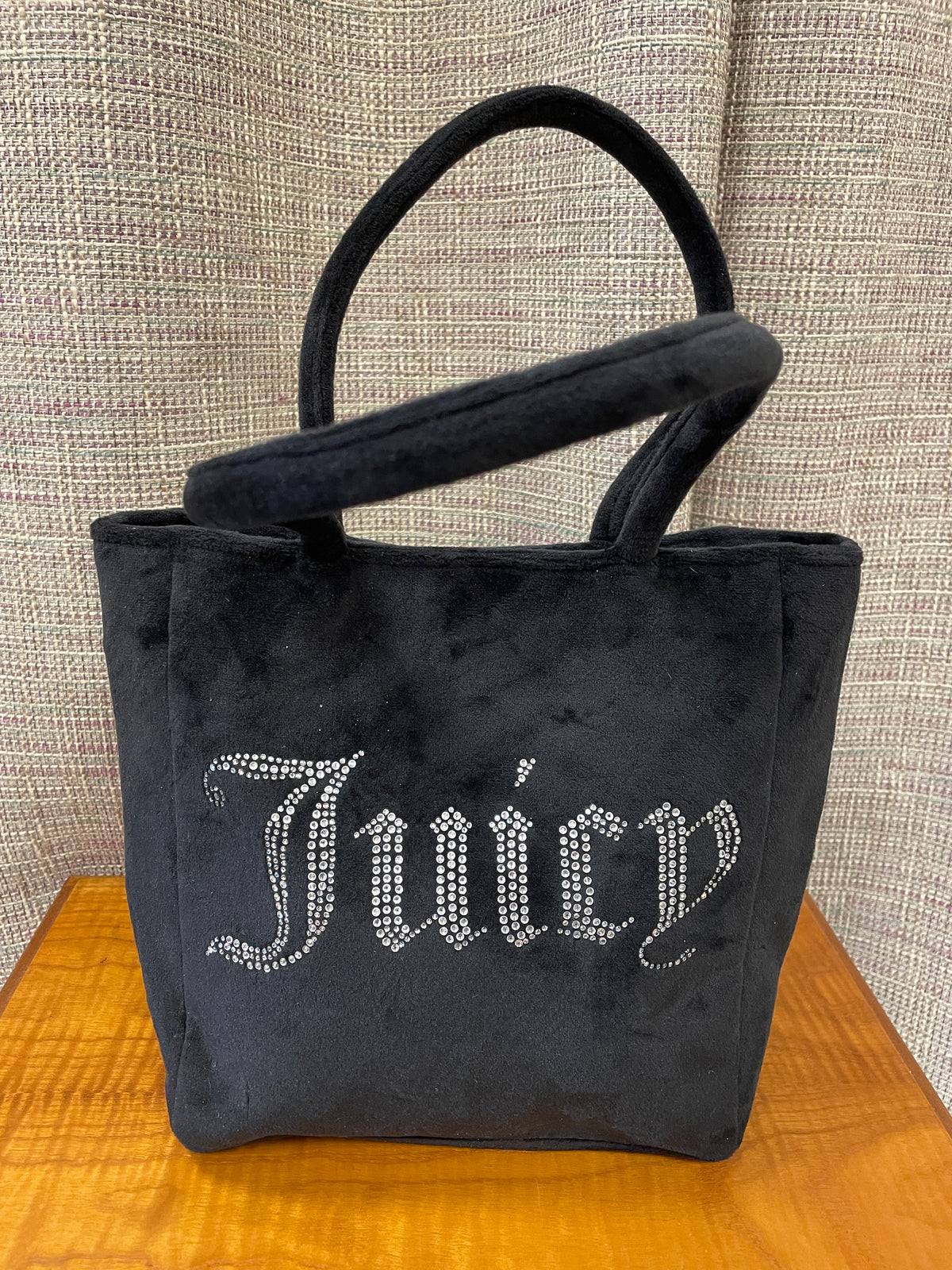 Juicy Couture Black Velvet Embellished Logo Bag Handbag