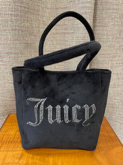 Juicy Couture Black Velvet Embellished Logo Bag Handbag