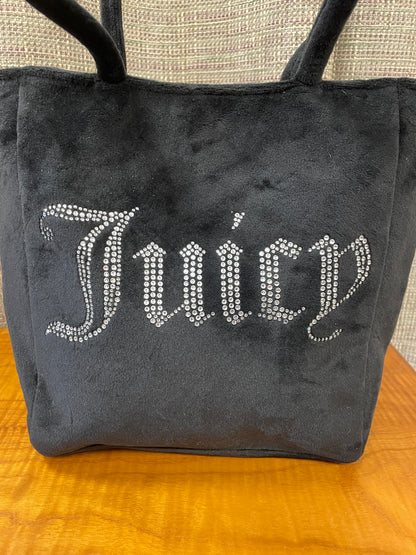 Juicy Couture Black Velvet Embellished Logo Bag Handbag