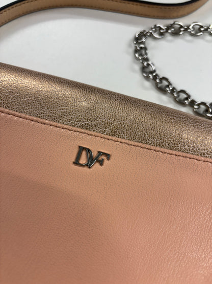 Diane Von Furstenberg Pink and Metallic Leather Flirty Lips Crossbody Bag