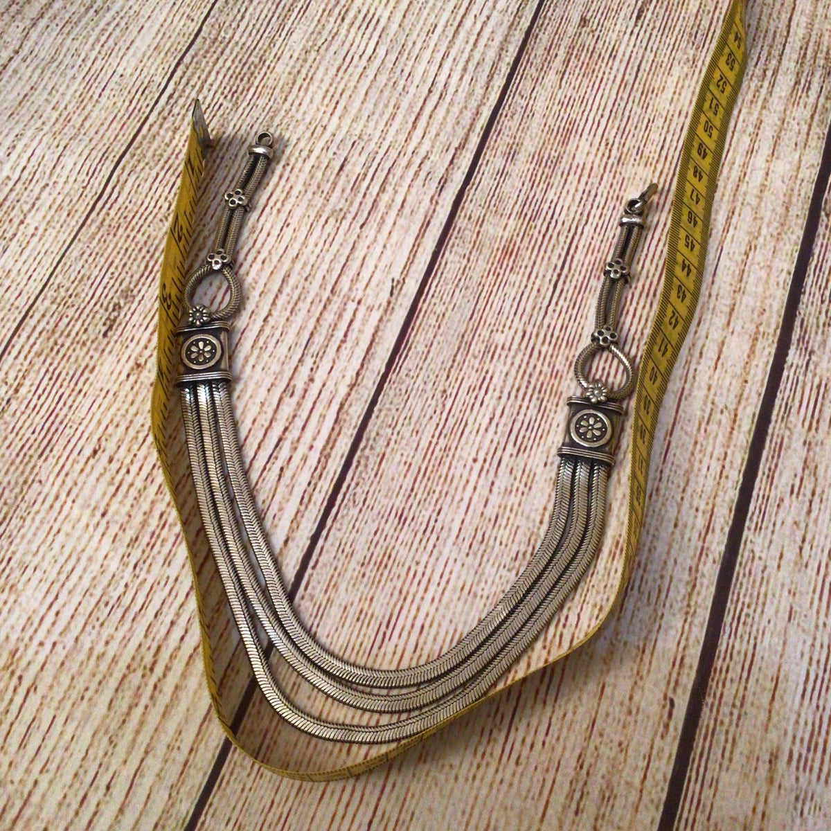 Tribal Silver 3 String Necklace