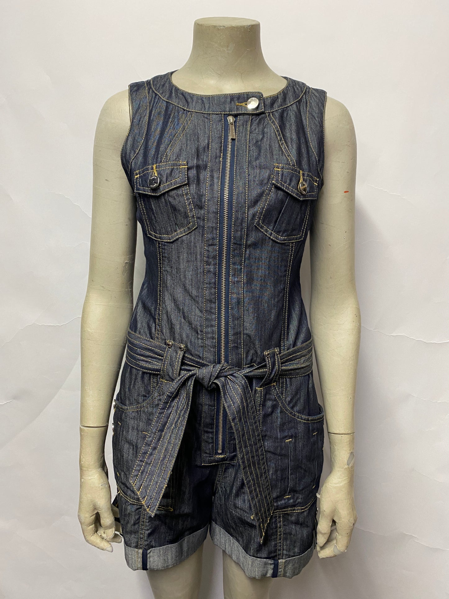 Karen Millen Y2K Blue Cotton Denim Playsuit 8