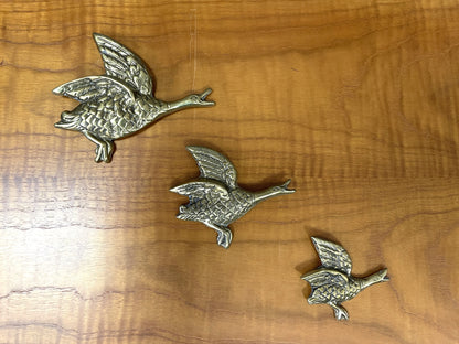 Set 3 Vintage Brass Flying Ducks Wall Hanging Ornaments
