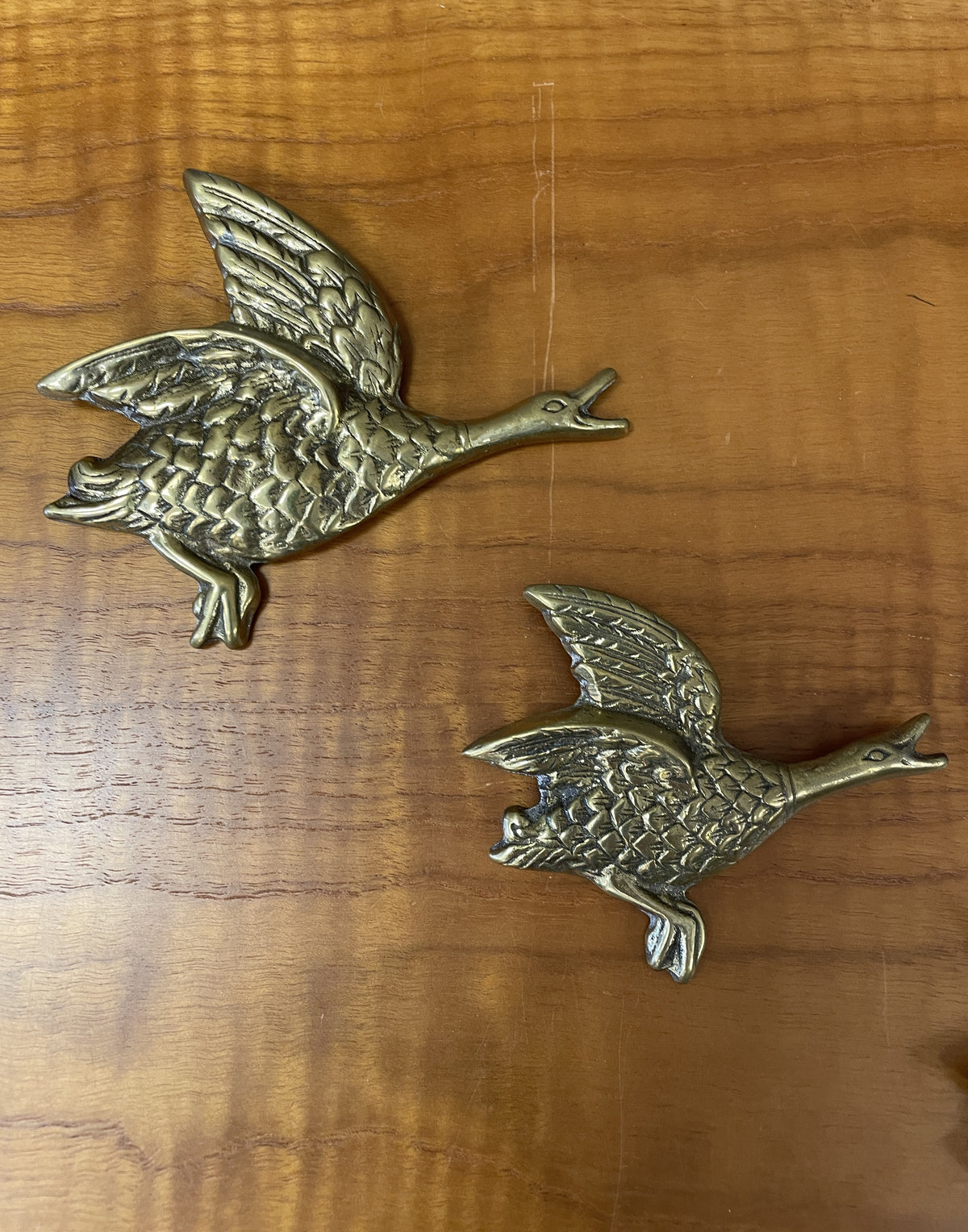 Set 3 Vintage Brass Flying Ducks Wall Hanging Ornaments