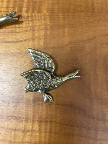 Set 3 Vintage Brass Flying Ducks Wall Hanging Ornaments