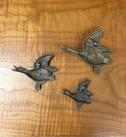 Set 3 Vintage Brass Flying Ducks Wall Hanging Ornaments