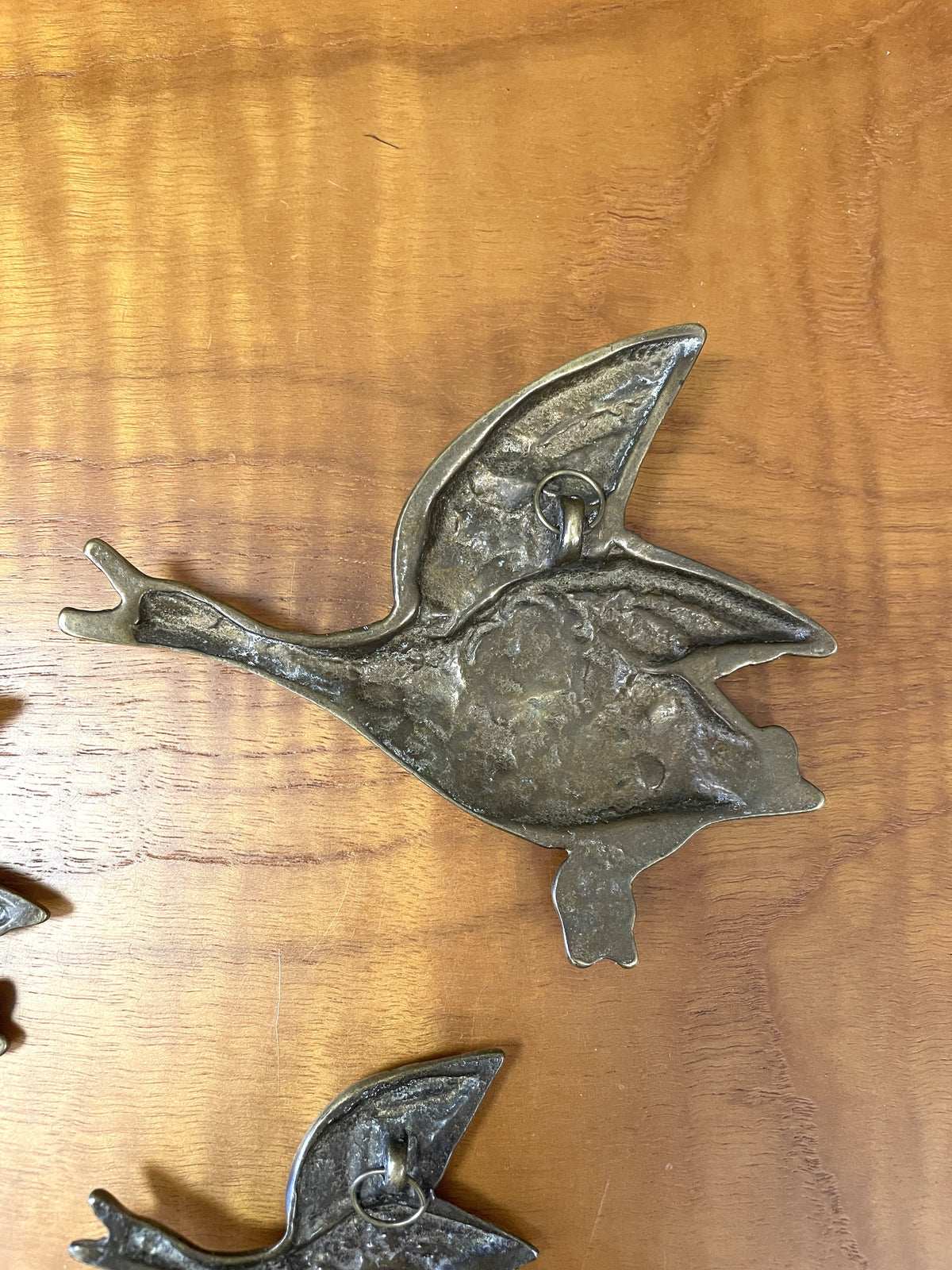 Set 3 Vintage Brass Flying Ducks Wall Hanging Ornaments