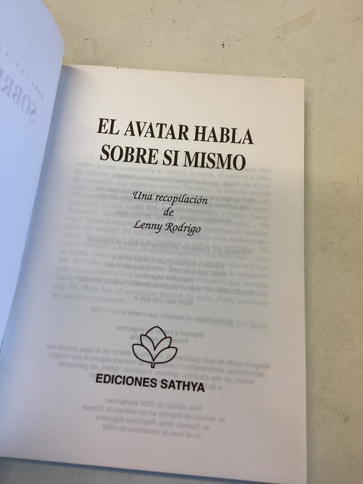 El Avatar Habla Sorre Si Mismo Sri Sathya Sai Baba Spanish Language