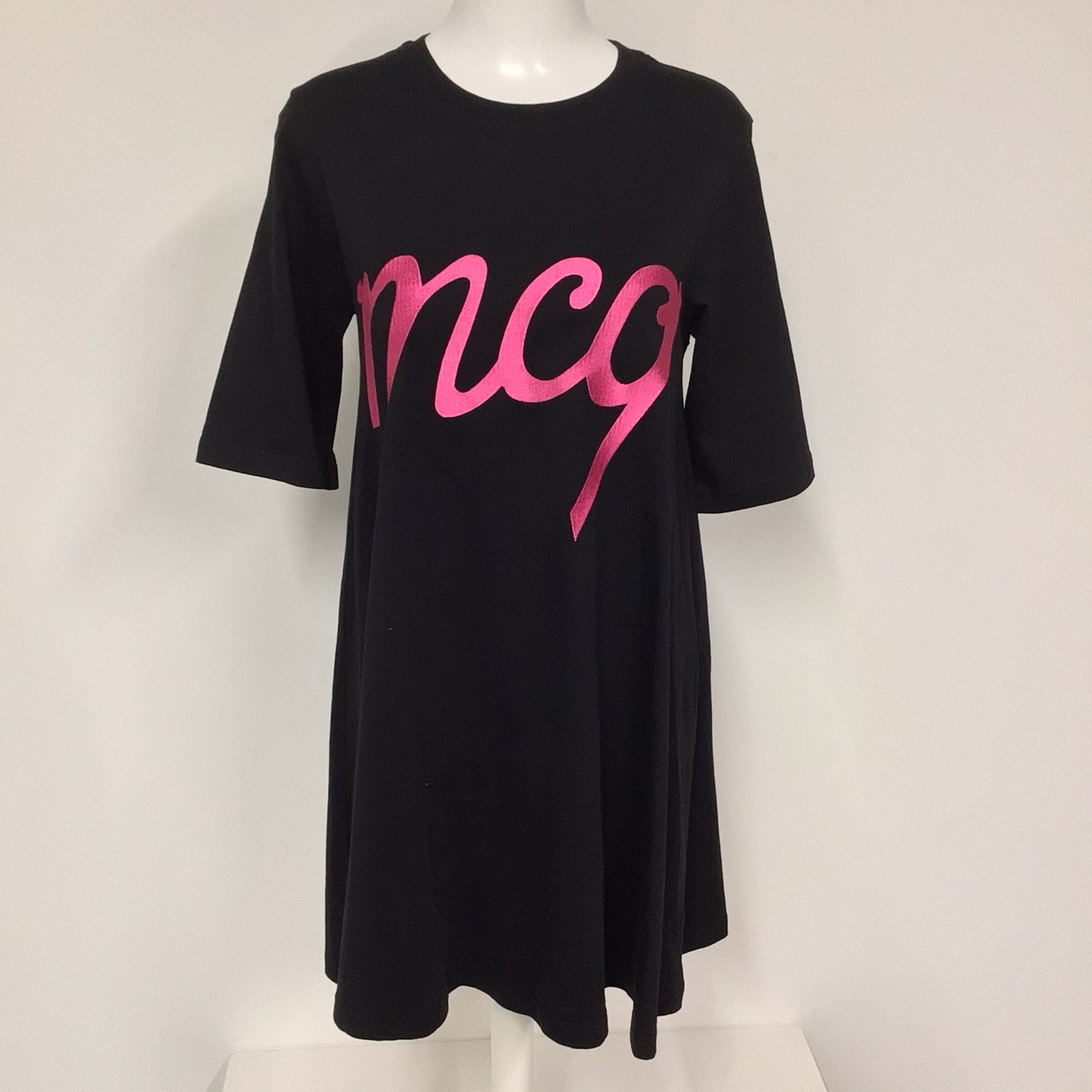 Alexander McQueen Black McQ Logo Printed Tee-Style Babydoll Dress Size XS