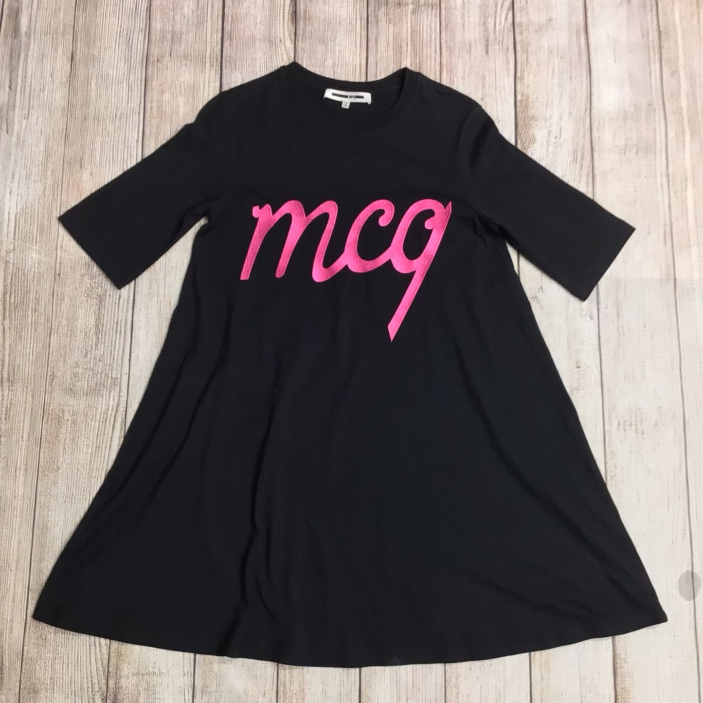 Alexander McQueen Black McQ Logo Printed Tee-Style Babydoll Dress Size XS