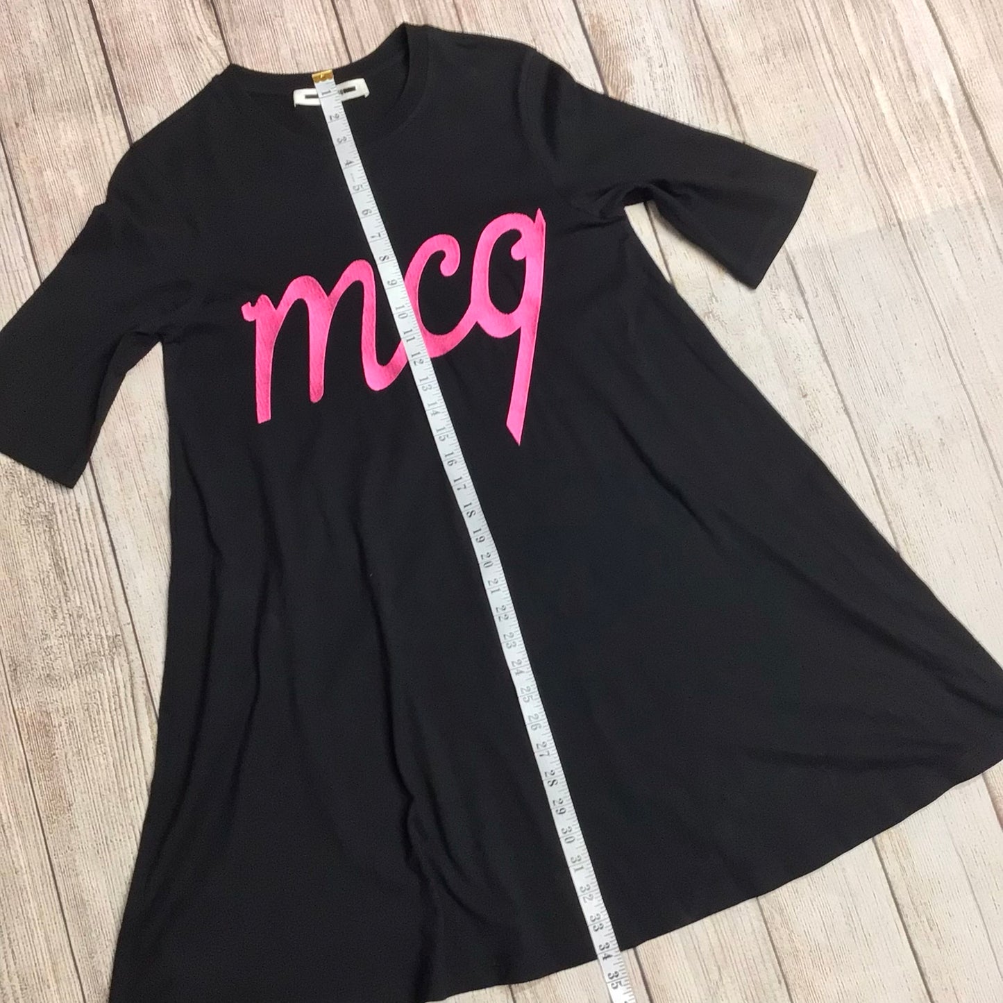 Alexander McQueen Black McQ Logo Printed Tee-Style Babydoll Dress Size XS