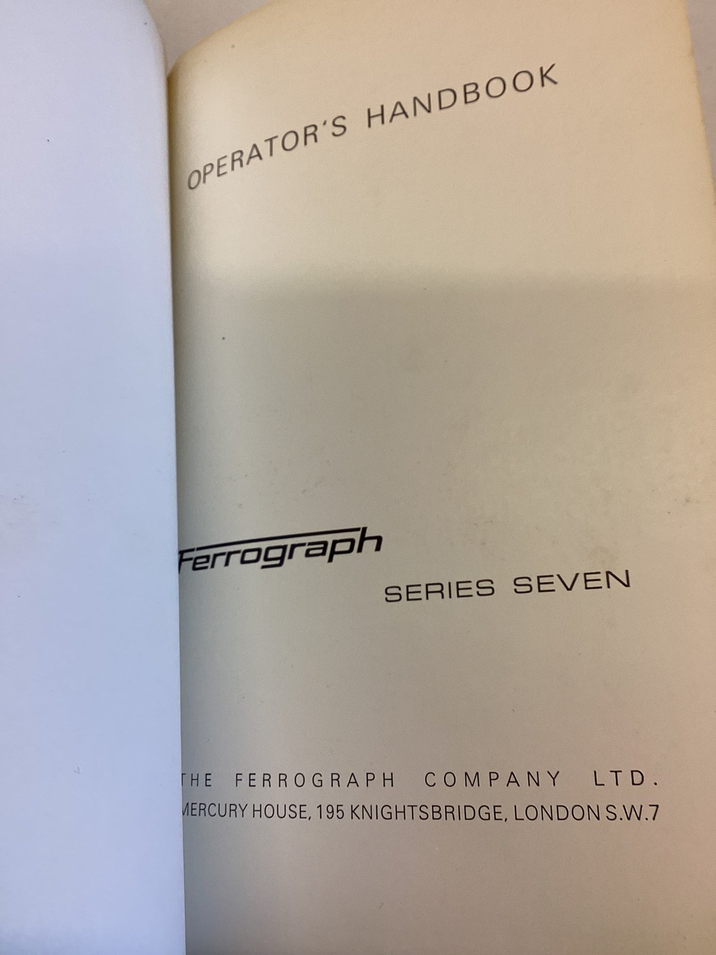 Operators Handbook Series Seven Ferrograph