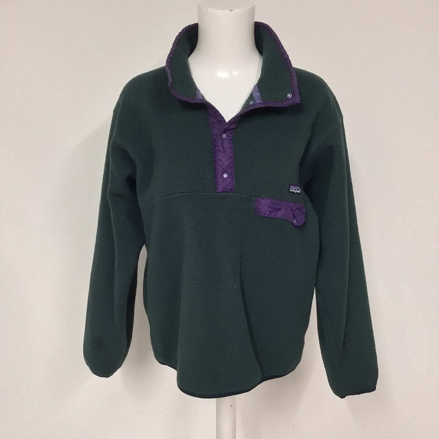 Vintage Patagonia Synchilla Green & Purple 1/4 Button Fleece Size L