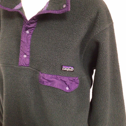 Vintage Patagonia Synchilla Green & Purple 1/4 Button Fleece Size L