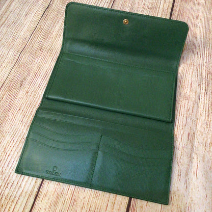Rolex Green Zip Fold Long Wallet