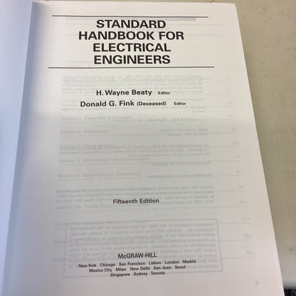 Standard Handbook For Electrical Engineers 15th Edition H Wayne Beaty Donald G Fink