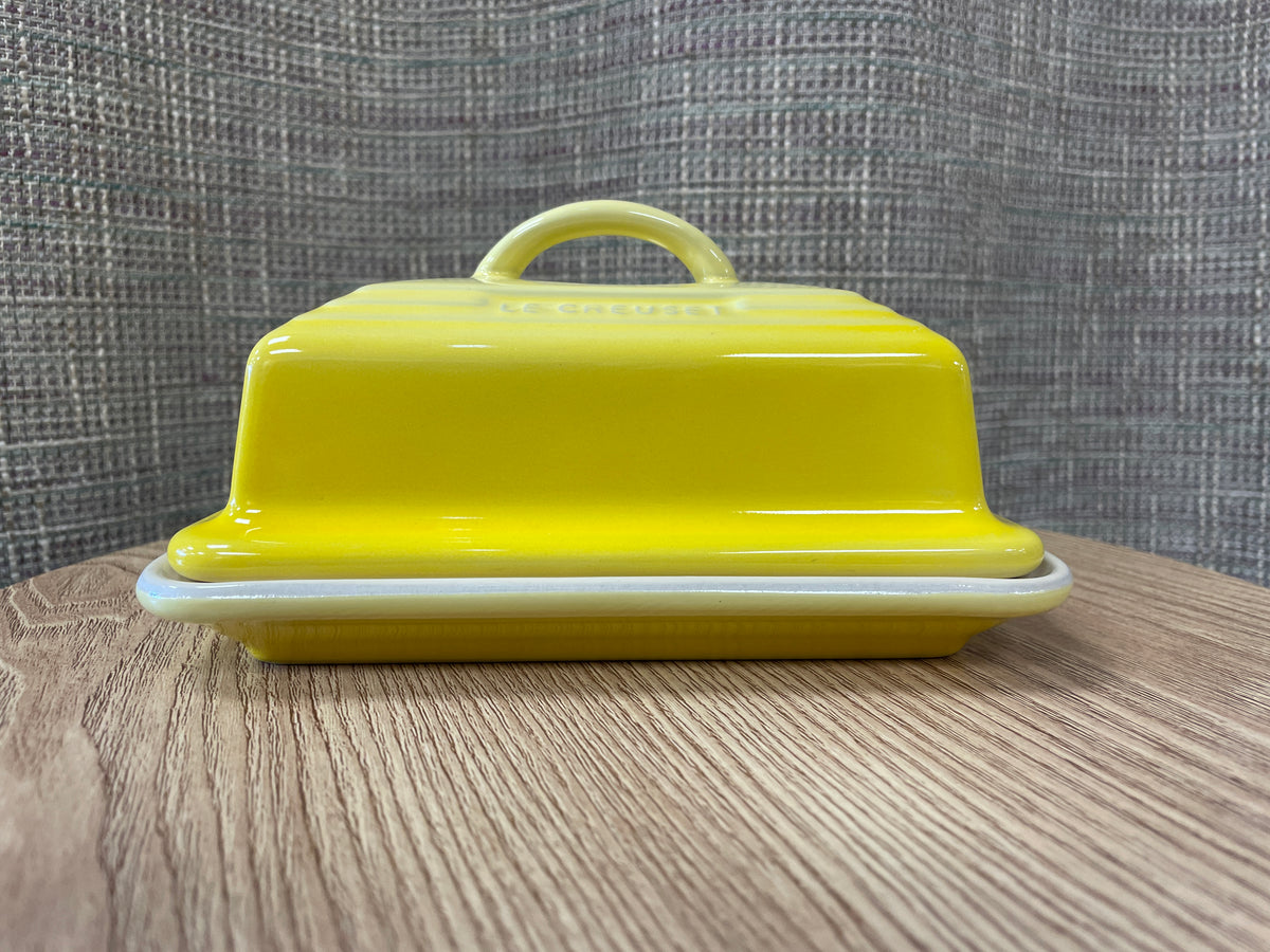 Le Creuset New in Box Yellow Stoneware Butter Dish
