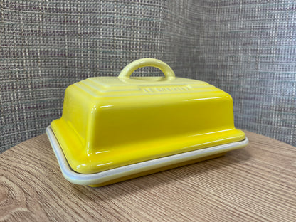 Le Creuset New in Box Yellow Stoneware Butter Dish