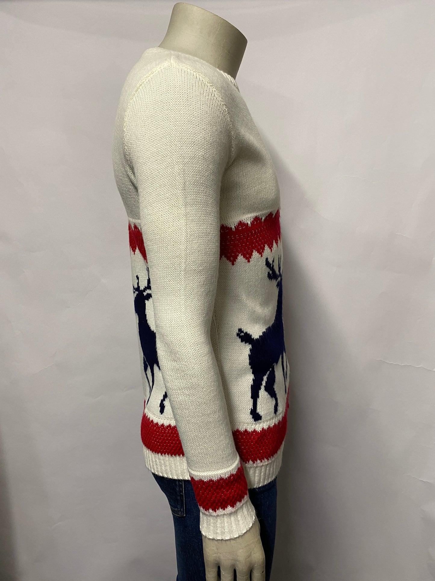 Ca Me Plaît Cream Red and Navy Ski Jumper M/L