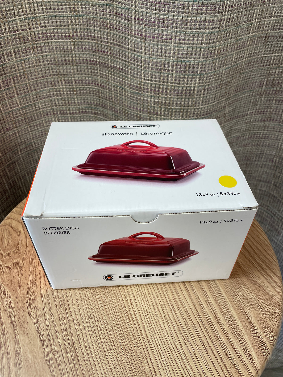 Le Creuset New in Box Yellow Stoneware Butter Dish