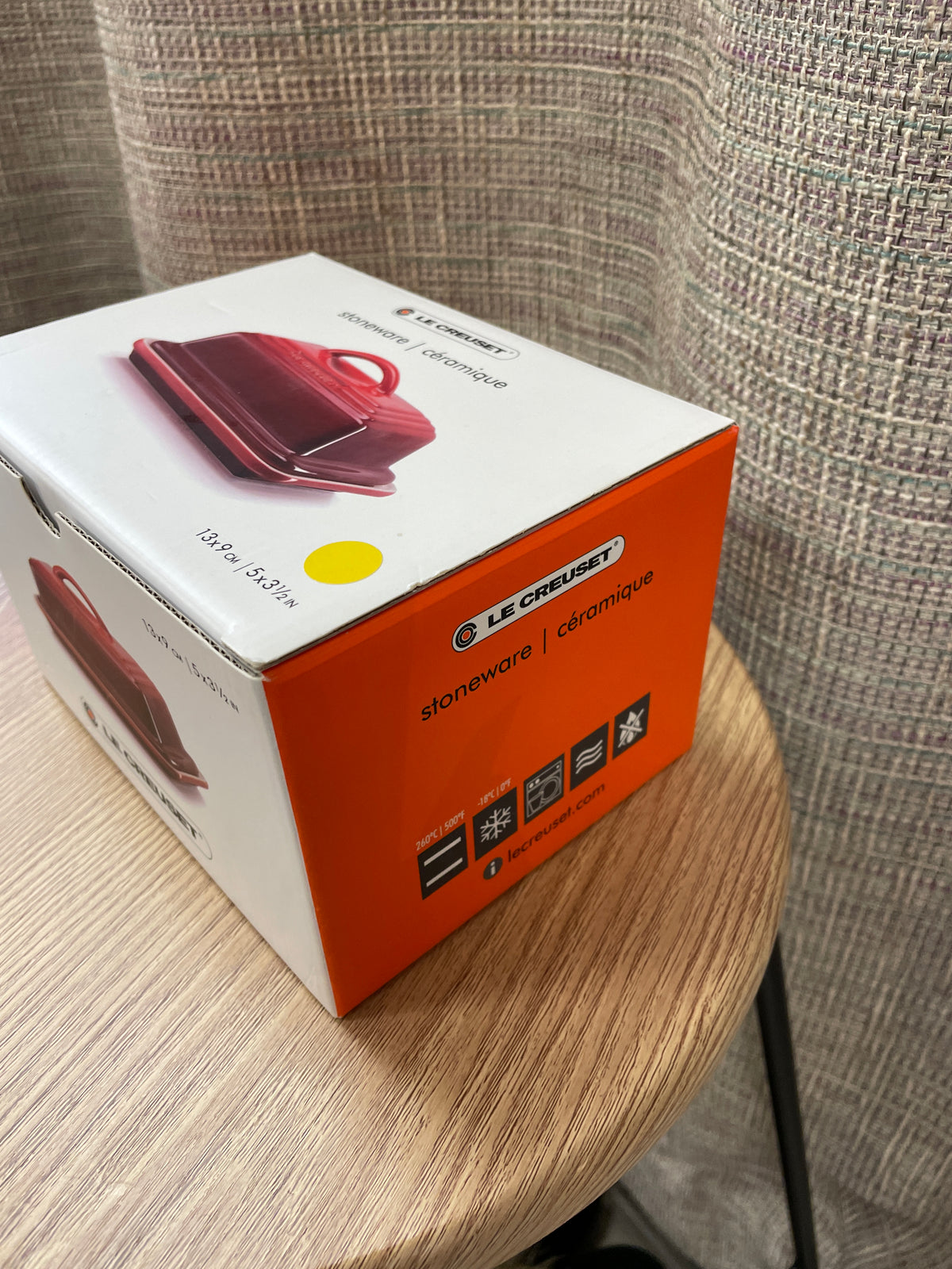 Le Creuset New in Box Yellow Stoneware Butter Dish