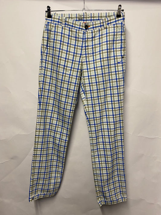 Nike Golf Sport Blue Cotton Plaid Trousers 32x34