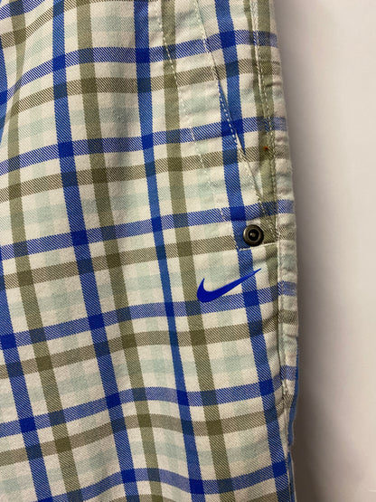 Nike Golf Sport Blue Cotton Plaid Trousers 32x34